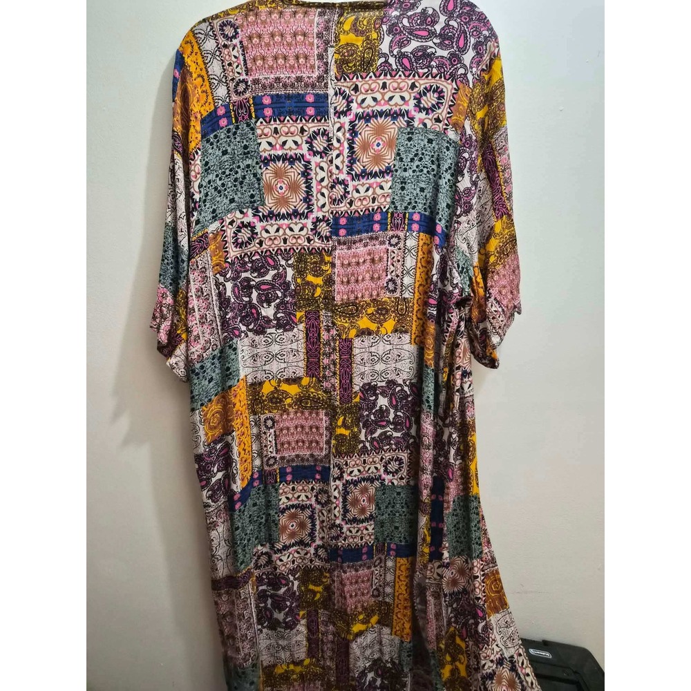 Jodifl Kimono Duster Long Patchwork Boho Oversized Open Front Cardigan Medium - Picture 2 of 4